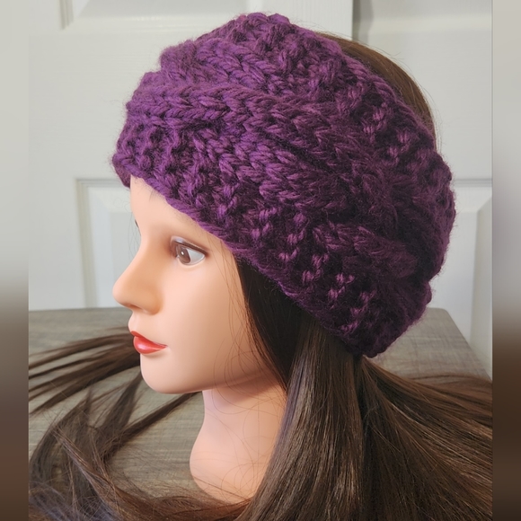 HANDMADE HEADBAND,EARWARMER ONE SIZE ADULT  NEW HANDCRAFTED - Picture 2 of 7